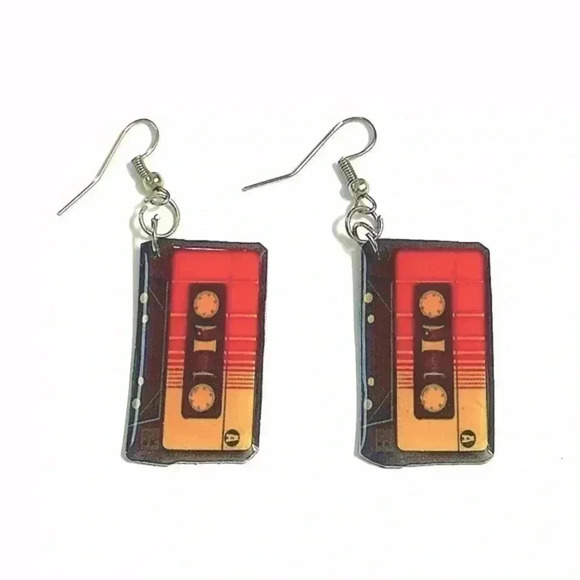 VINTAGE HAND CRAFTED CASSETTE EARRINGS for all the Music Lovers! - Picture 1 of 6